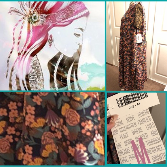 NWT BOHO Duster Floral LulaRoe Med Cardigan - Picture 3 of 8